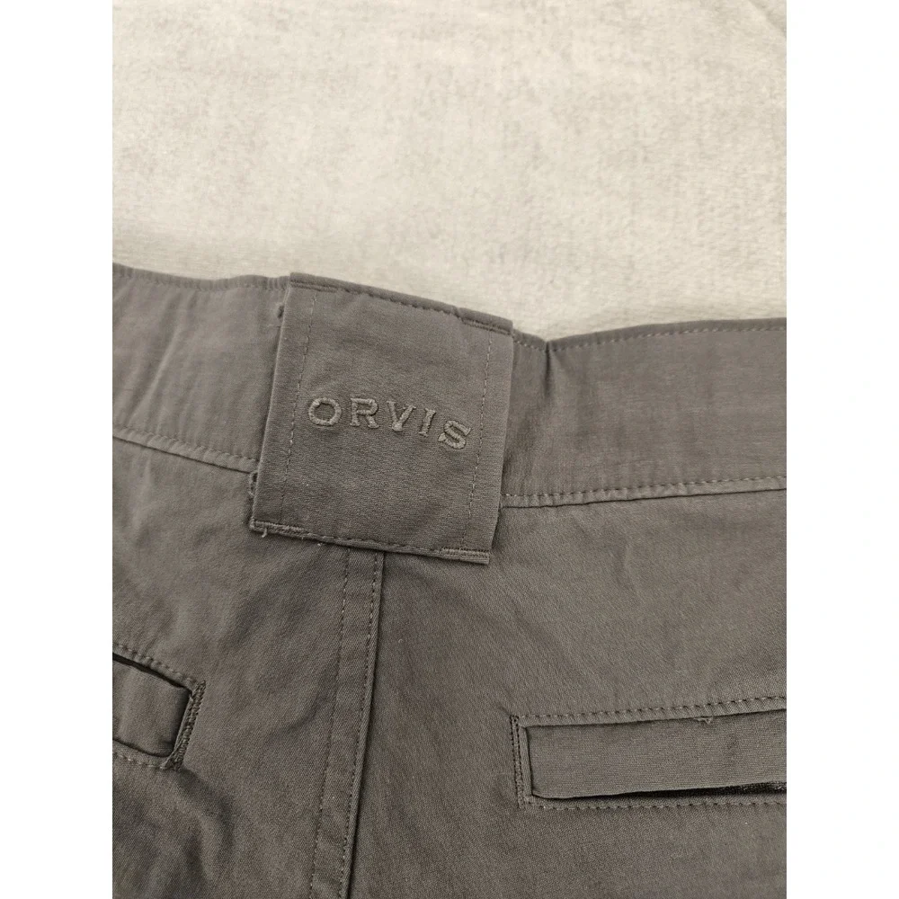 Orvis Mens Cargo Shorts Gray Zip Cargo Pocket Hiking Outdoor